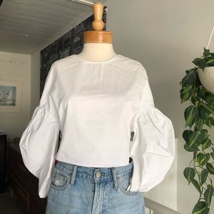 Zara White Puffed sleeve top